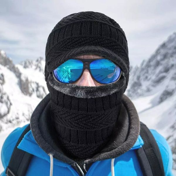 men women wool scarf caps balaclava mask bonnet knitted hat• winter beanie hat